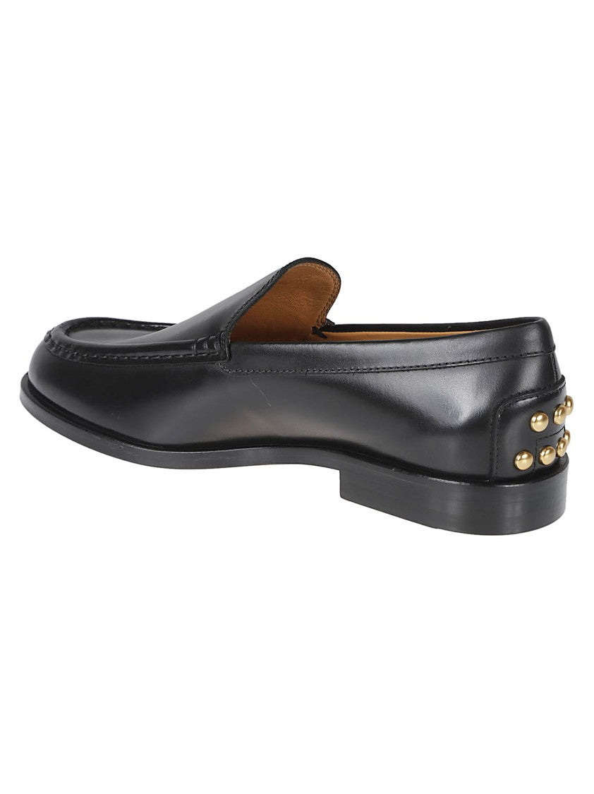 Tod's Black Calf Leather Metal Dots Loafers