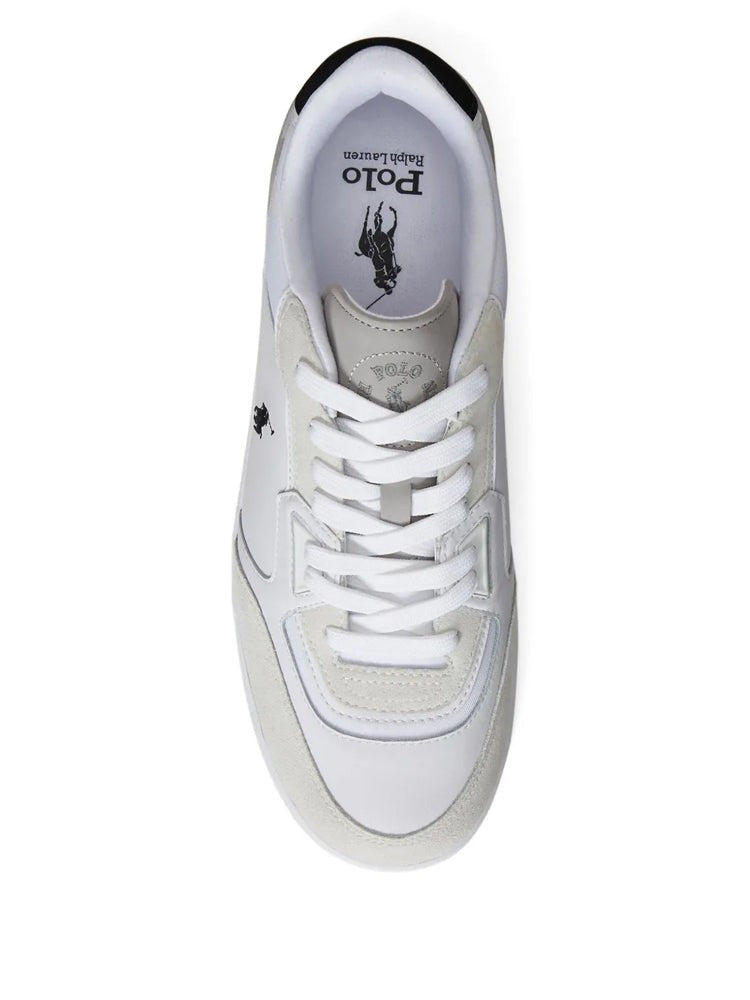 Polo Ralph Lauren White Low-Top Leather Panel Sneakers