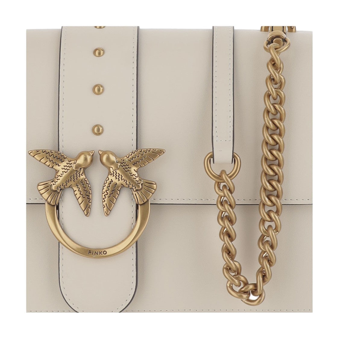 Pinko White Love One Classic Leather Shoulder Bag