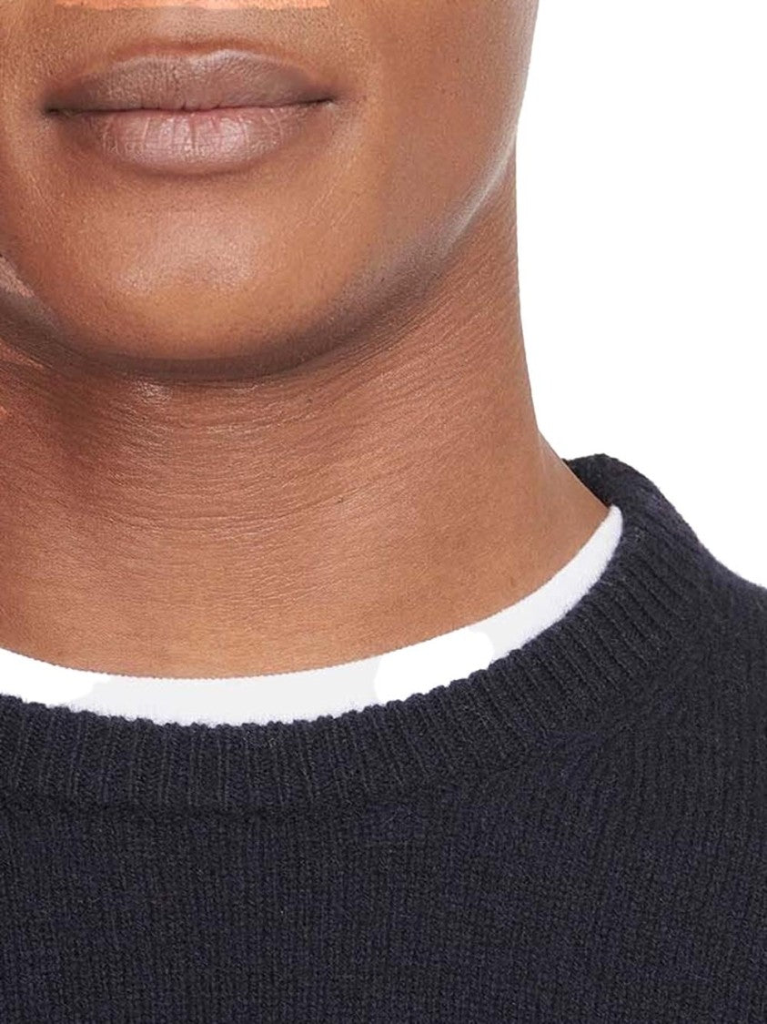 Barbour Crew Neck Merino Wool Sweater With Elbow Patches