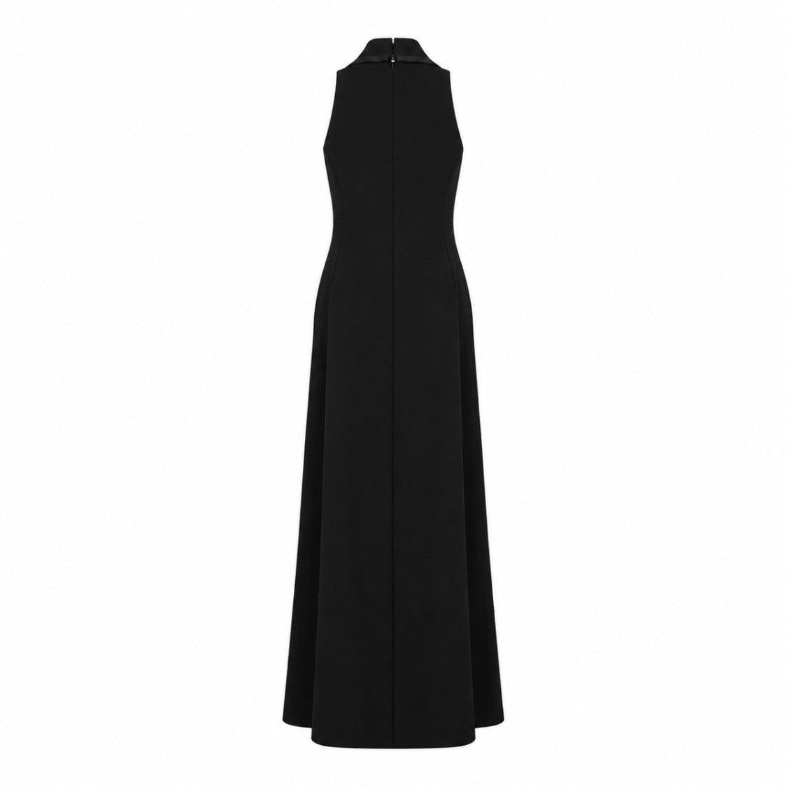 Elisabetta Franchi Long Black Plunging Neckline Satin Evening Dress