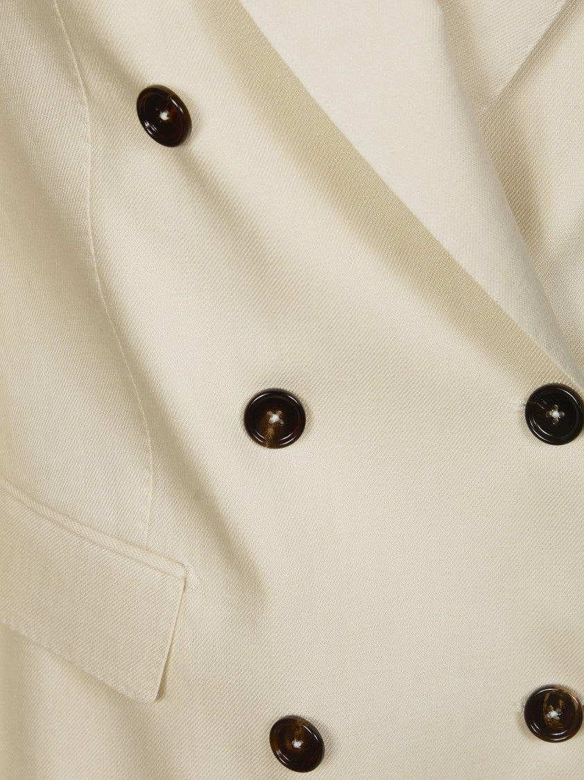 Tagliatore Structured Double Breasted Linen Blazer