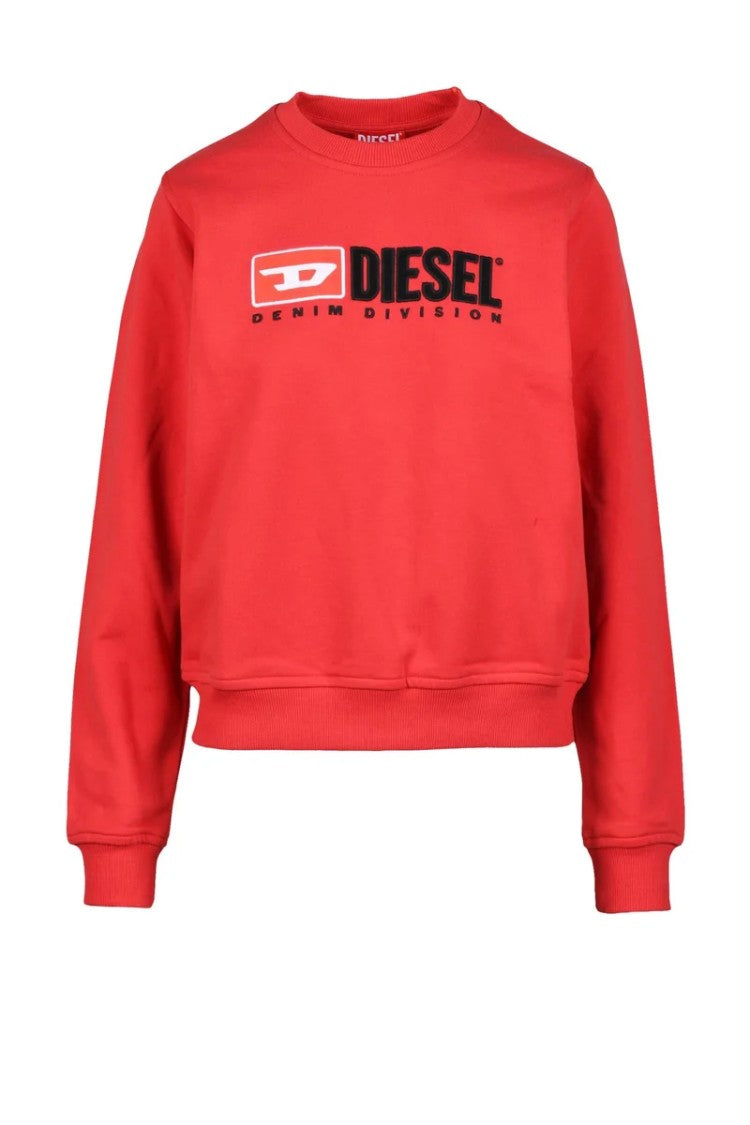 Diesel Red Cropped Graphic Sweatshirt