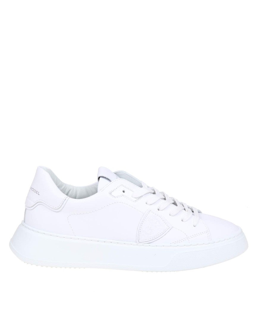 Philippe Model White Leather Temple Low Sneakers