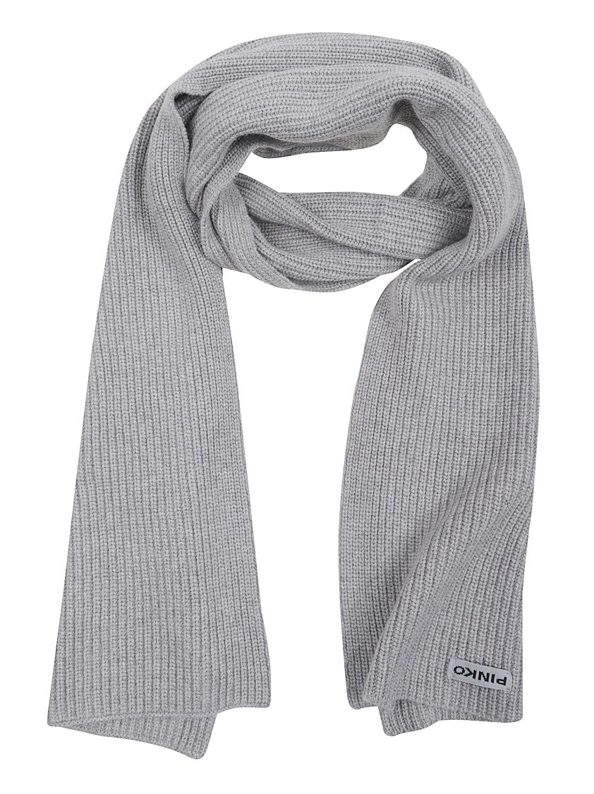 Pinko Rectangular Knitted Scarf With Ribbed Texture