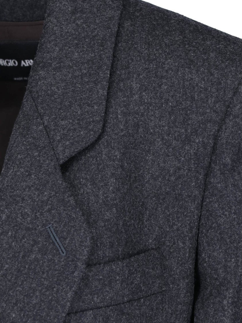 Giorgio Armani Grey Virgin Wool Single-Breasted Blazer