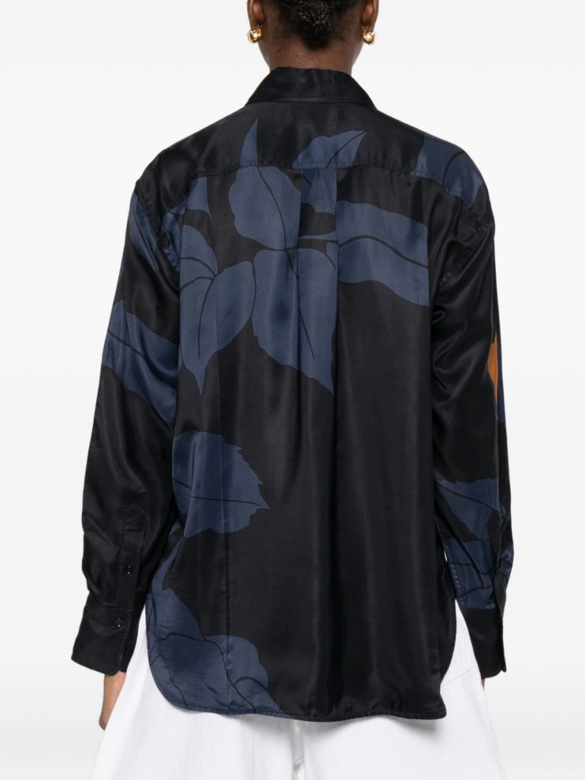 Victoria Beckham Oversized Twill Shirt With Floral Pattern