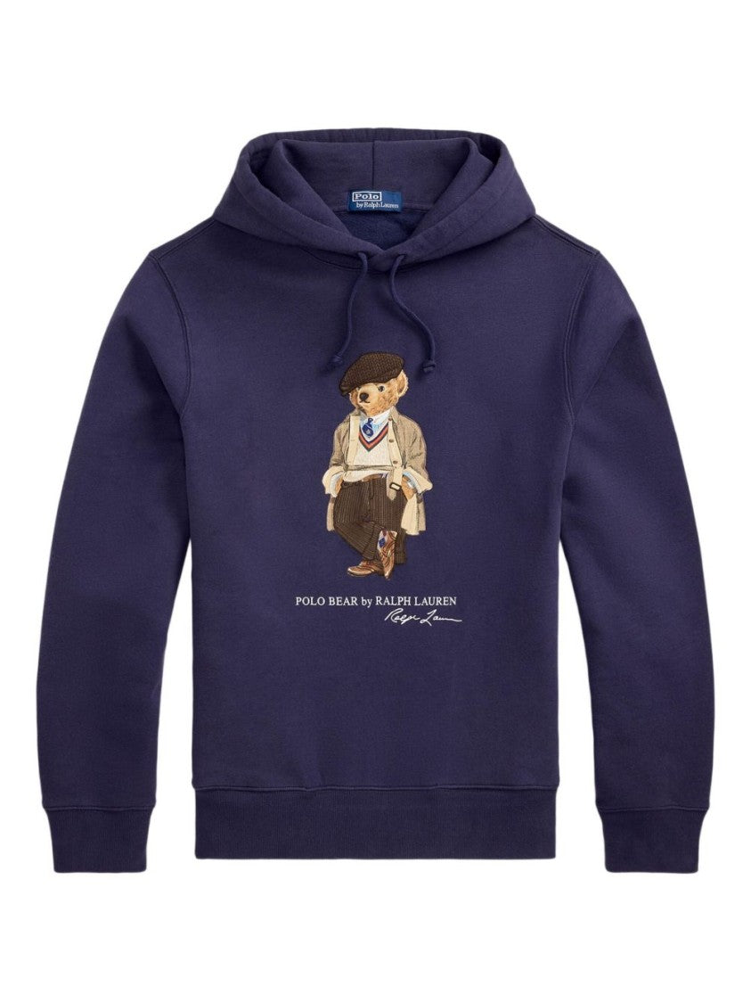 Polo Ralph Lauren Navy Graphic Bear Hoodie With Drawstring