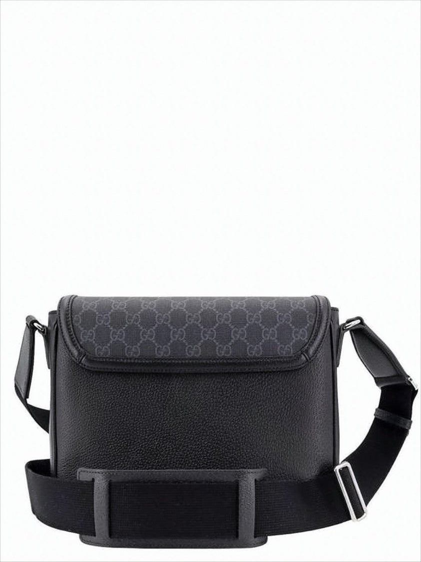 Gucci Structured Monogram Canvas Crossbody With Leather Accents