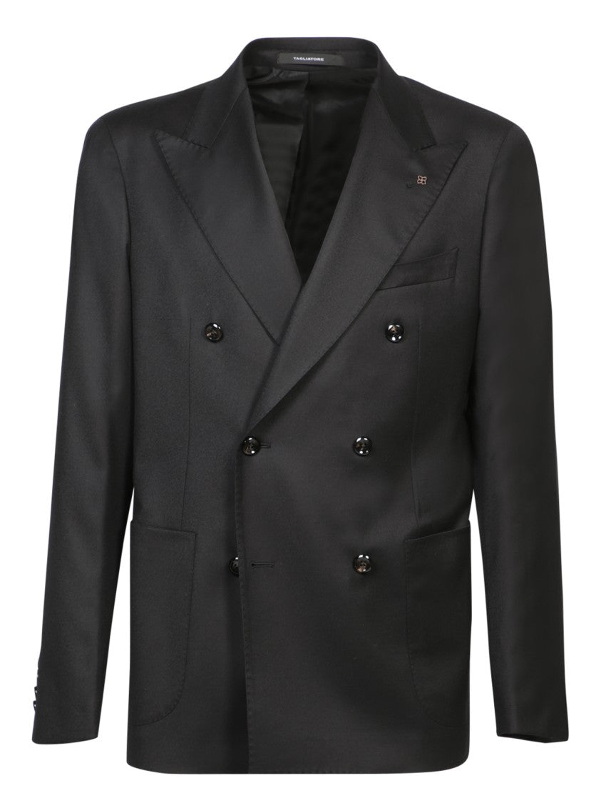 Tagliatore Double-Breasted Wool And Silk Blazer With Tailored Details