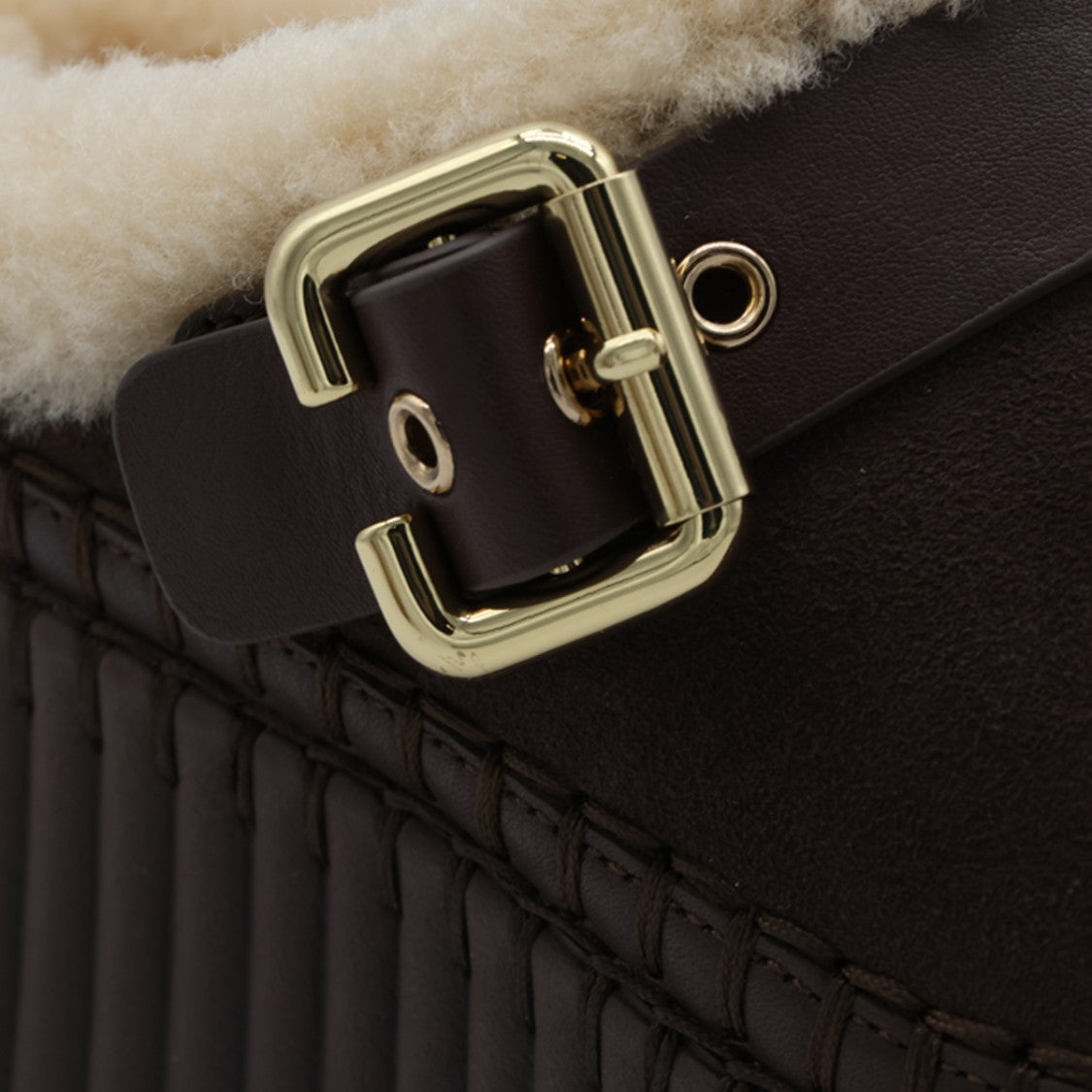 Chloé Platform Buckle Detail Plush Low-Top Sneakers