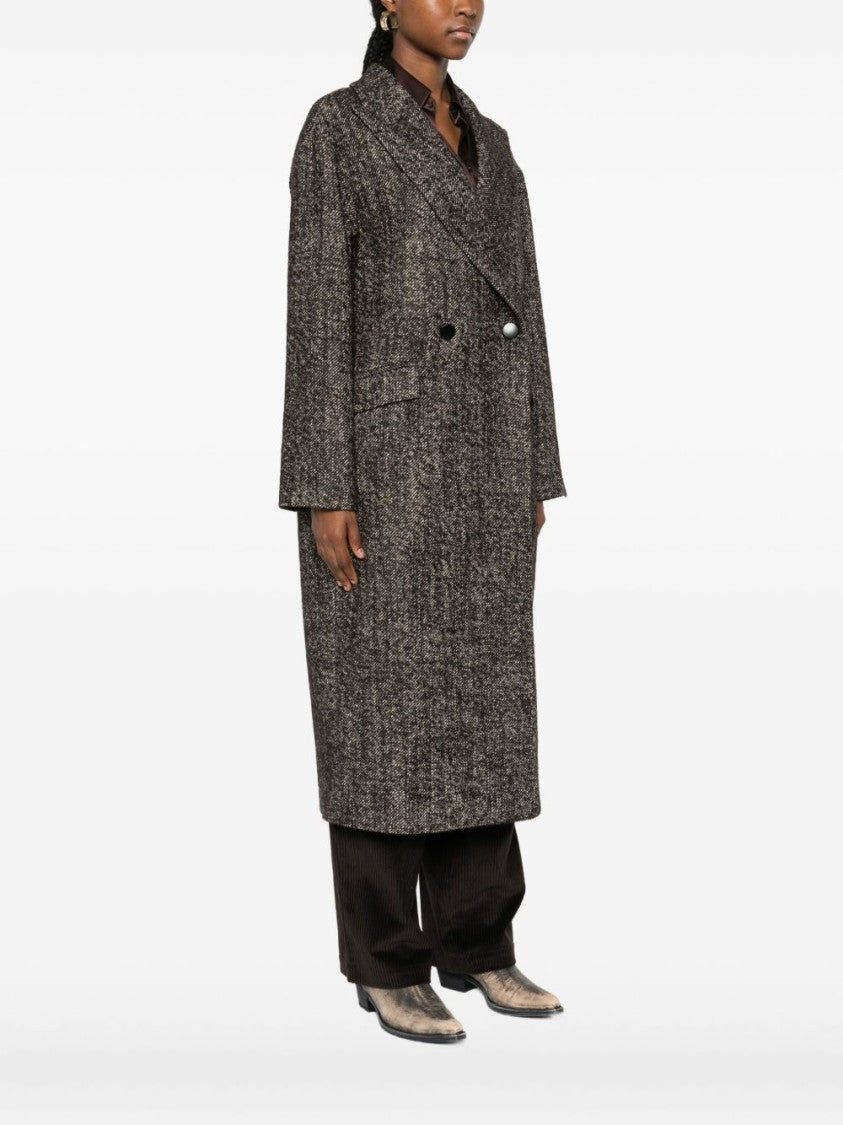 Tagliatore Double-Breasted Brown Wool Blend Coat