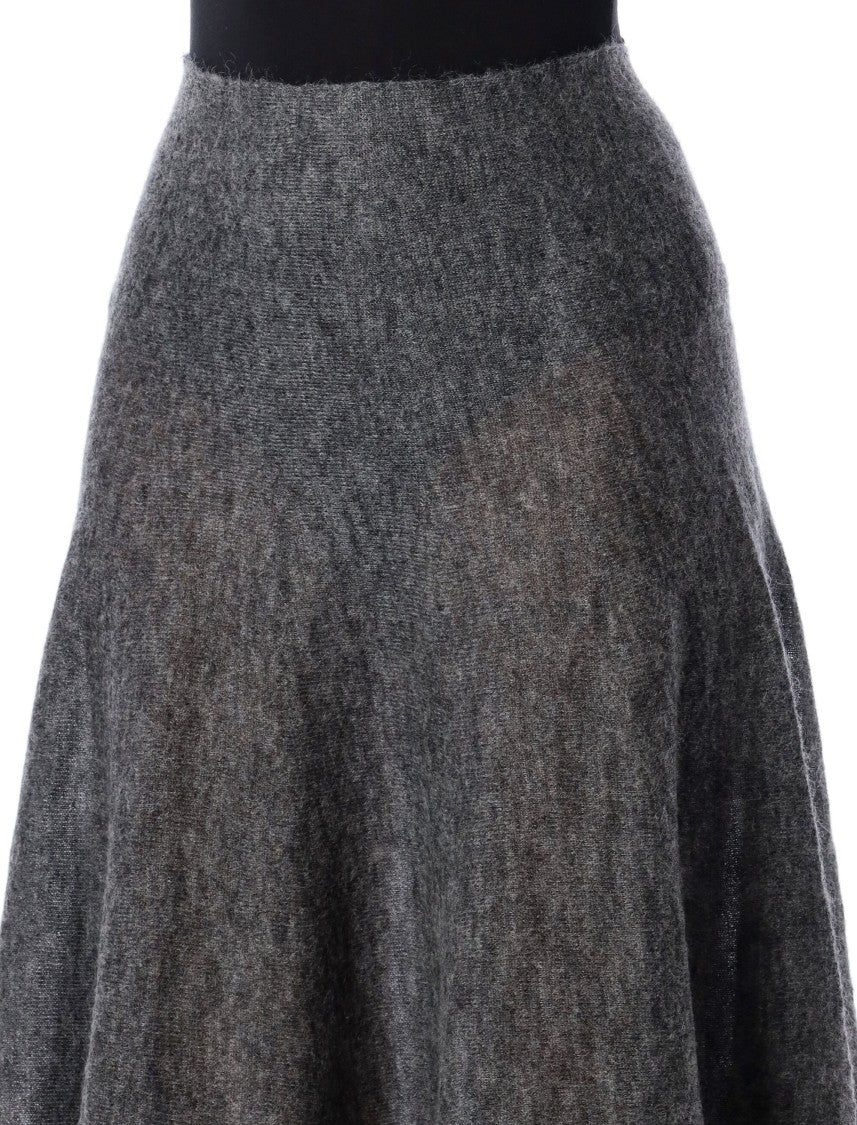 Alaïa Alaïa Grey Mohair Circular Midi Skirt