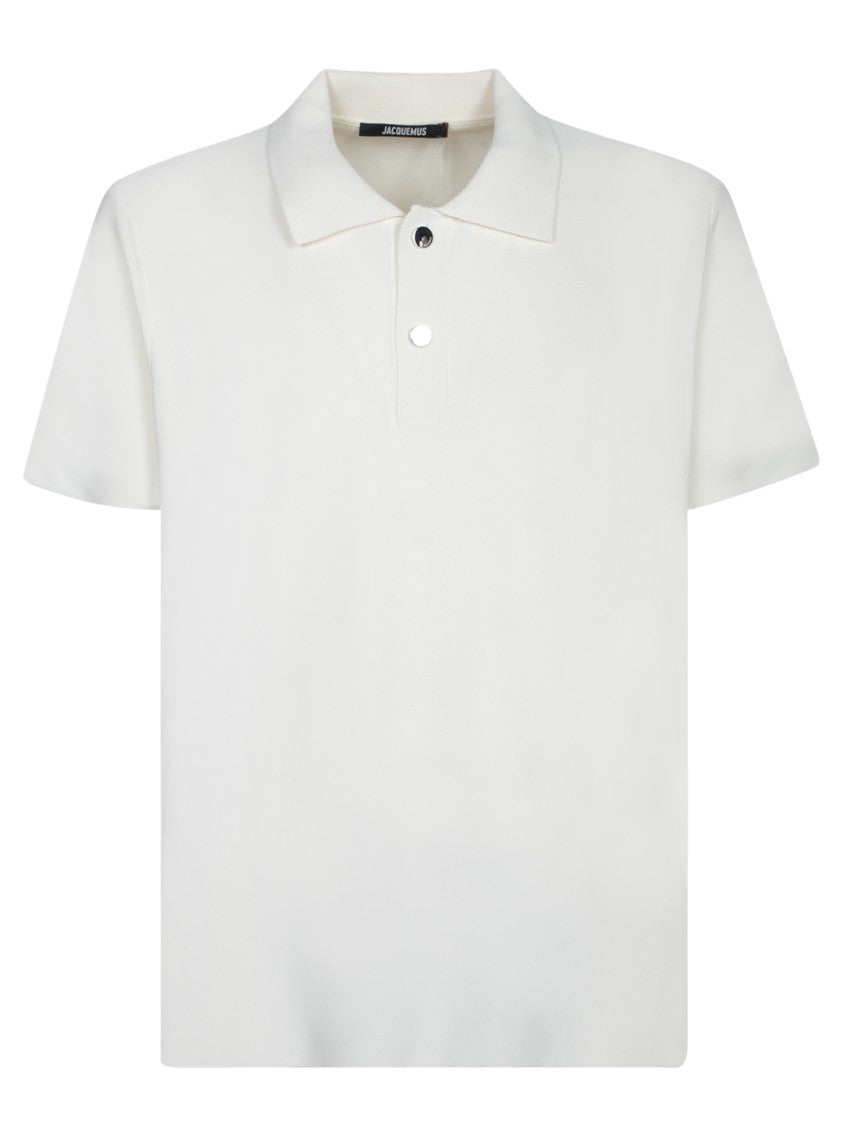 Jacquemus White Polo Sweater With Unique Button Closure