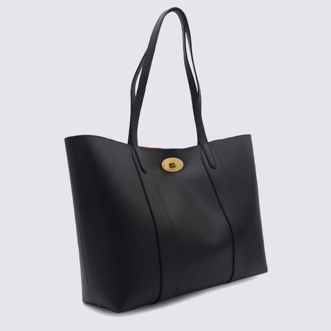 Mulberry Structured Black Tote Bag With Gold-Tone Closure