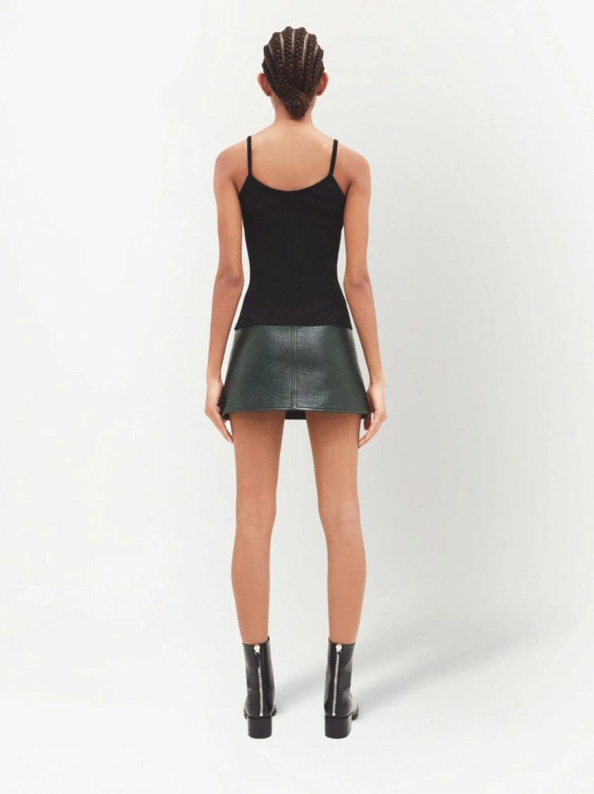 Courrèges Fitted Black Ribbed Tank Top With Subtle Logo