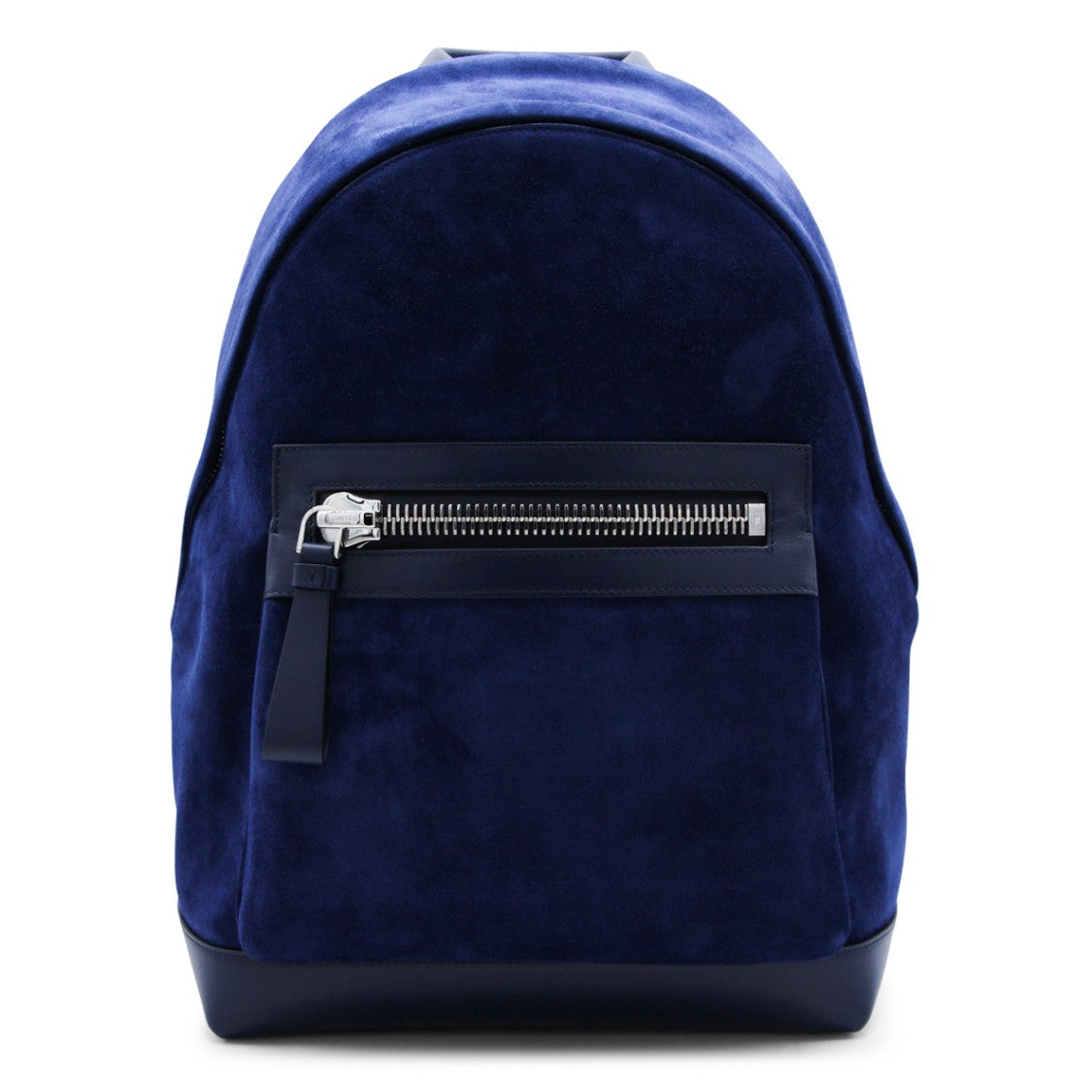 Tom Ford Navy Suede Backpack With Front Zip Pocket