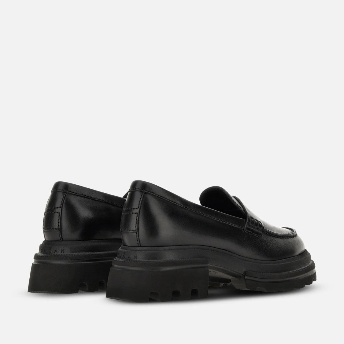 Hogan Luxe Black Calfskin Loafers With Refined Details