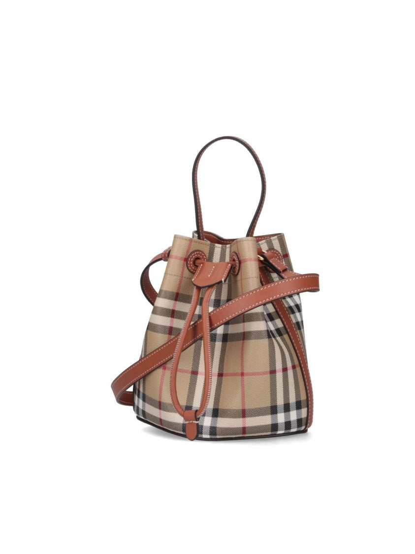 Burberry "Tb" Mini Bucket Bag, In Beige Fabric