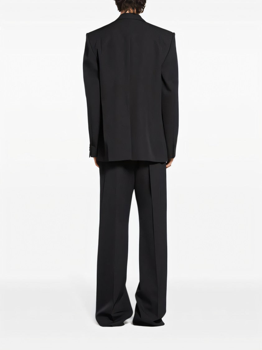 Balenciaga Black Wool Blazer With Single-Button Closure