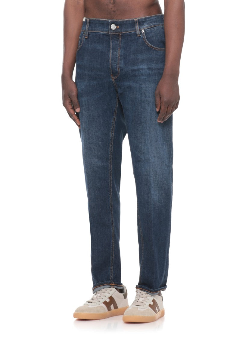 Pt Torino Blue Cotton Straight-Leg Jeans
