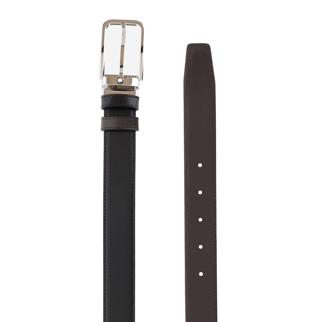 Montblanc Black Reversible Leather Metal Buckles Belt