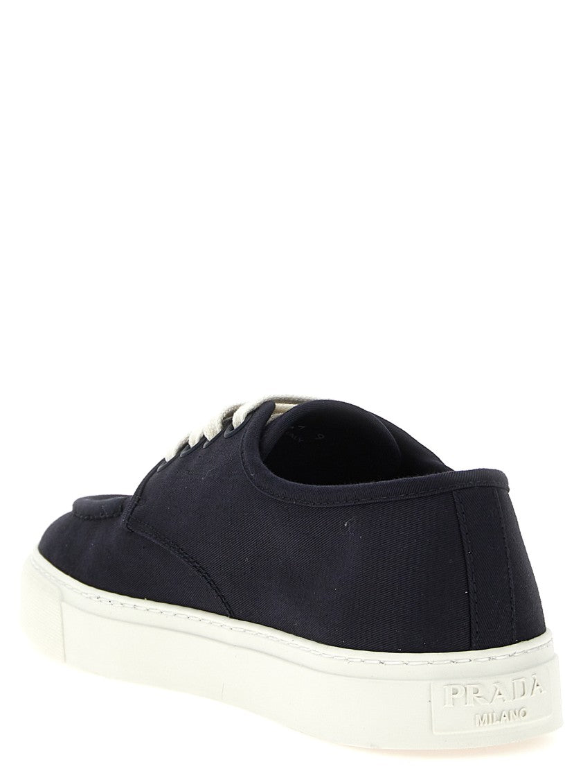 Prada Cotton Upper Sneakers With Lace-Up Design And Rubber Sole
