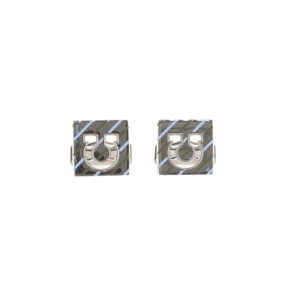 Salvatore Ferragamo Square Cufflinks With Polished Horseshoe Emblem