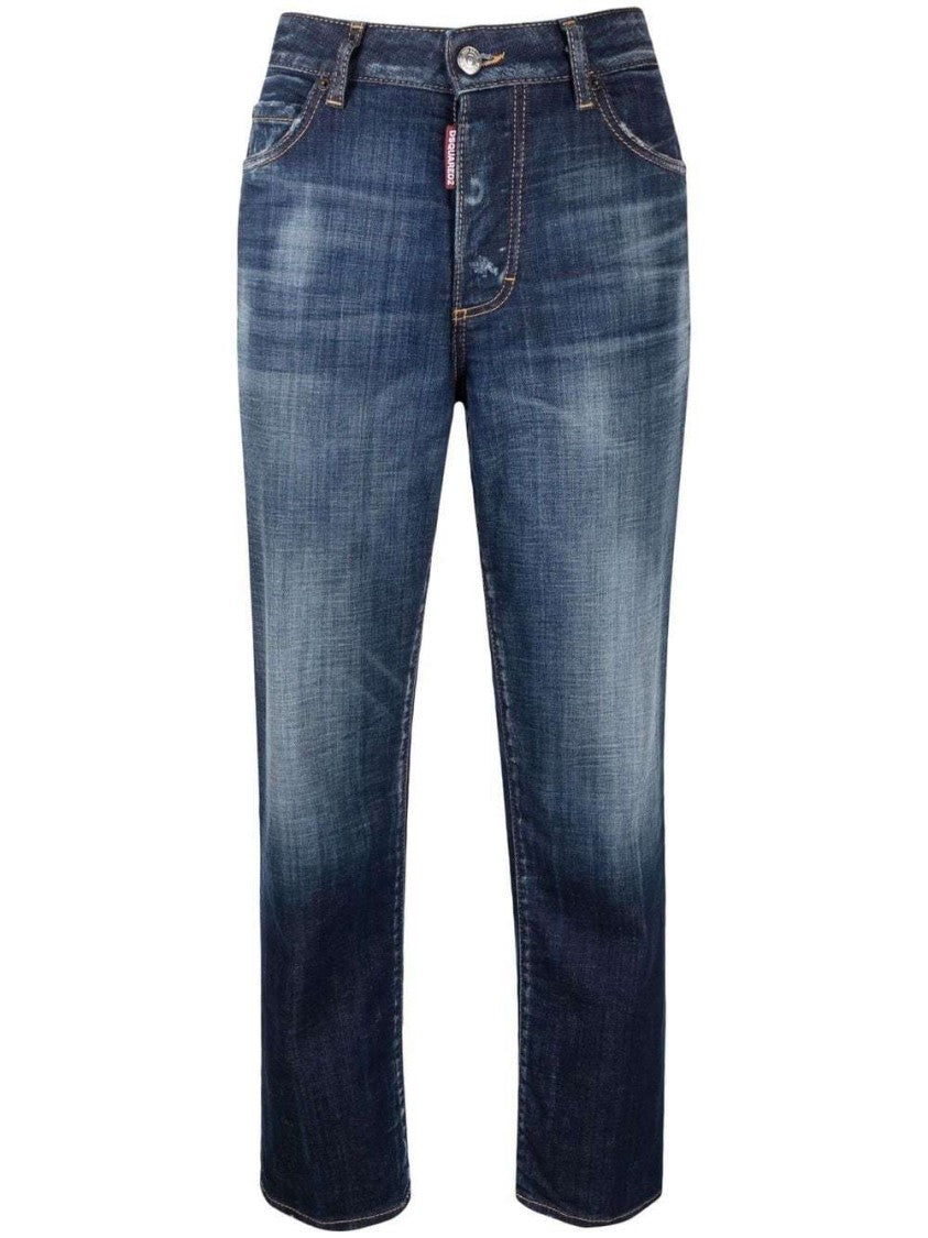 Dsquared2 High-Rise Straight-Leg Denim Jeans