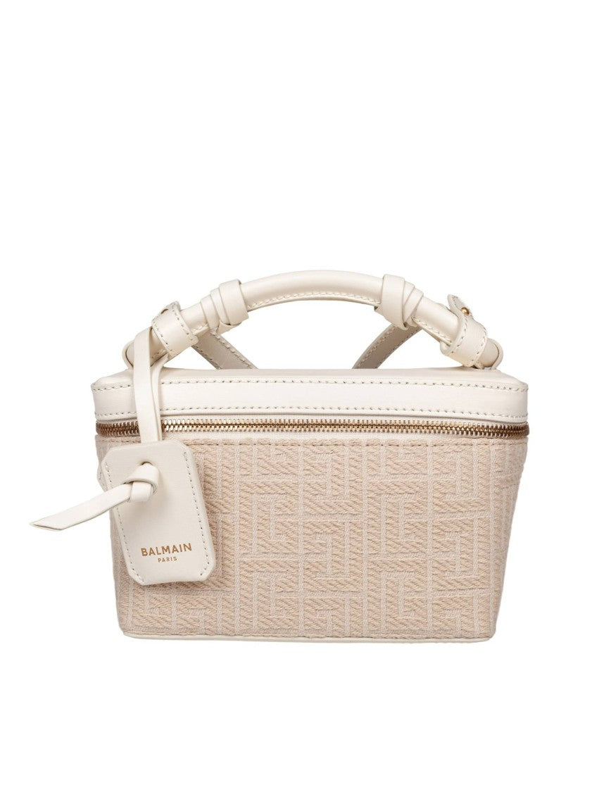 Balmain B-Army Jacquard Canvas Pouch, Natural Color