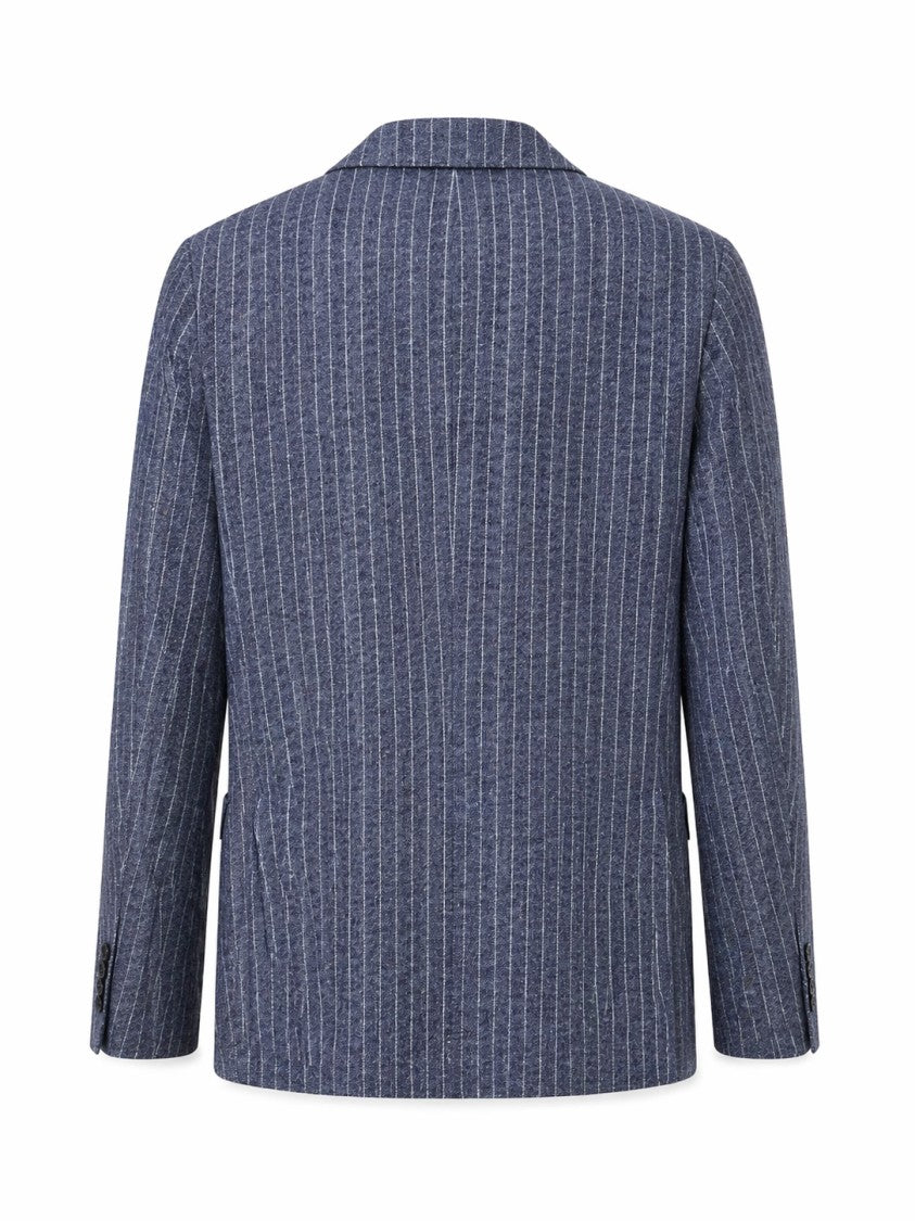 Manuel Ritz Pinstripe Pattern Two Button Classic Blazer