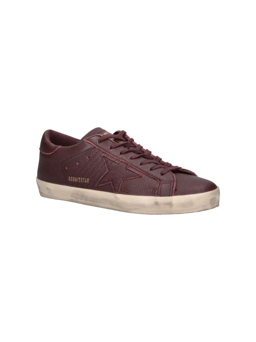 Golden Goose Bordeaux Leather Super-Star Sneakers