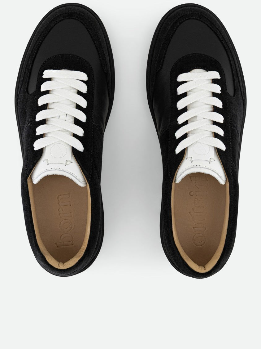 Born Outside Low-Top Black Suede And Leather Sneakers With Contrast Details