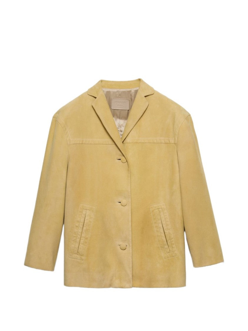Prada Black Sueded Caban Classic Collar Jacket