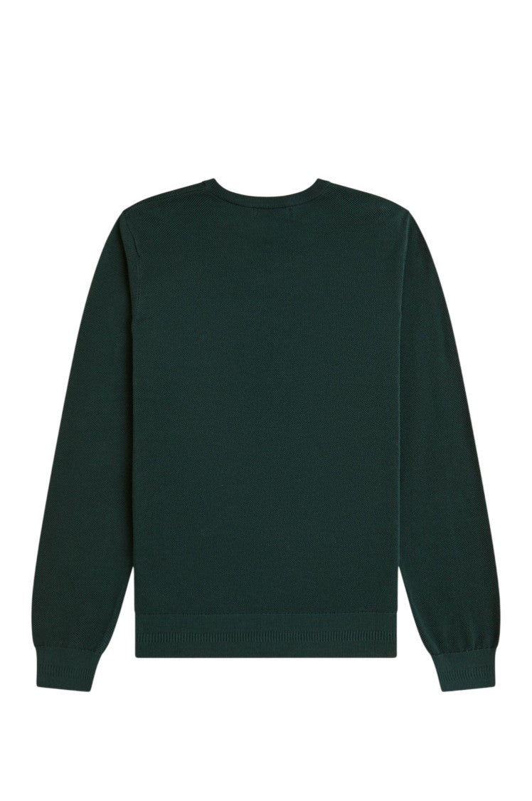 Fred Perry Piqué Knit Sweater Ribbed Cuffs Silhouette