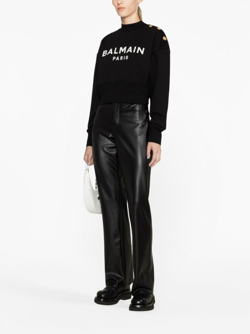 Balmain Logo-Print Cropped Sweatshirt
