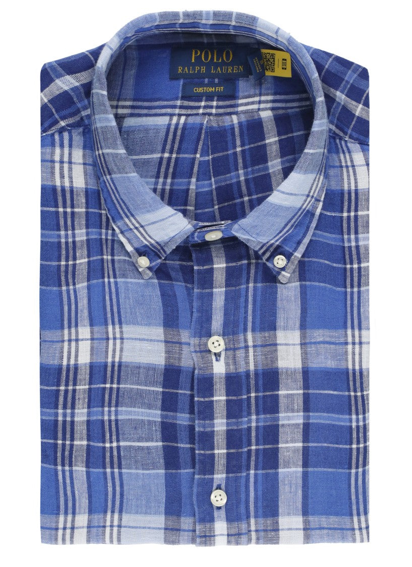 Polo Ralph Lauren Blue Checked Pony Linen Shirt