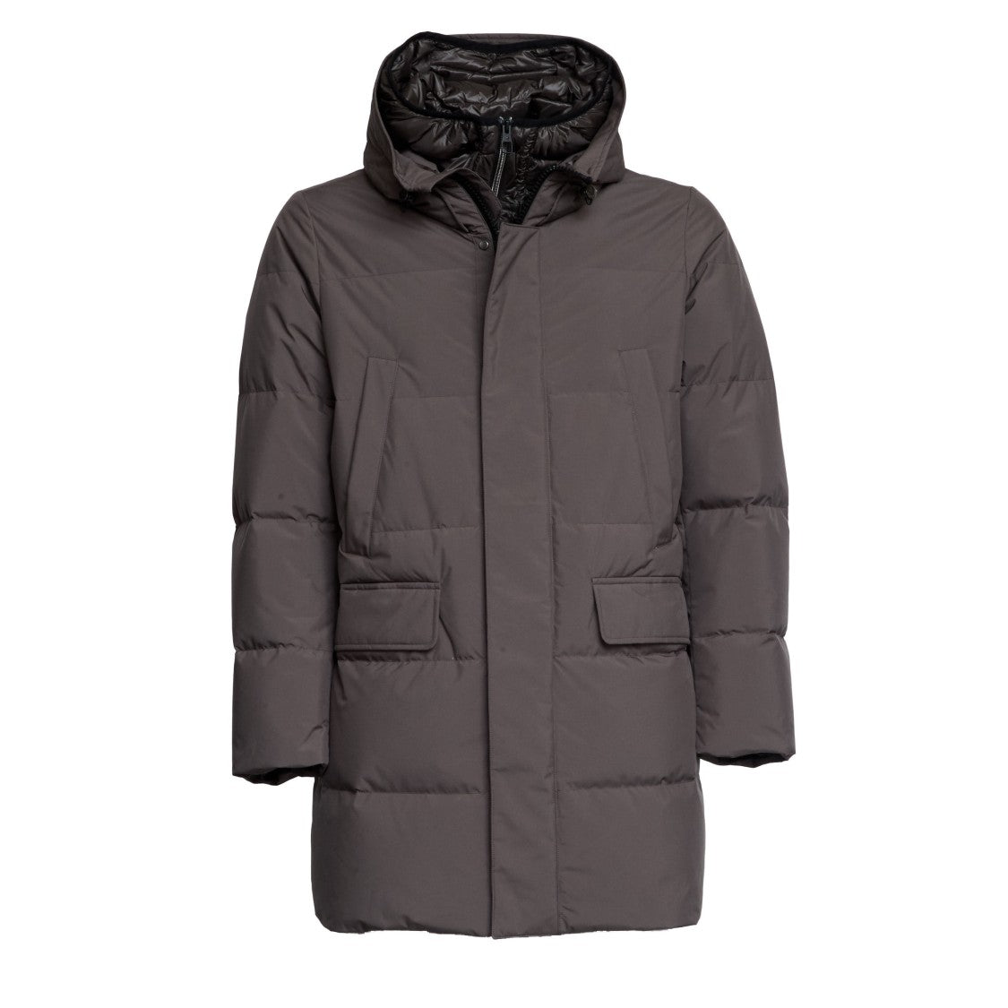 Montecore Mud Grey Down-Filled Parka With Quilted Design
