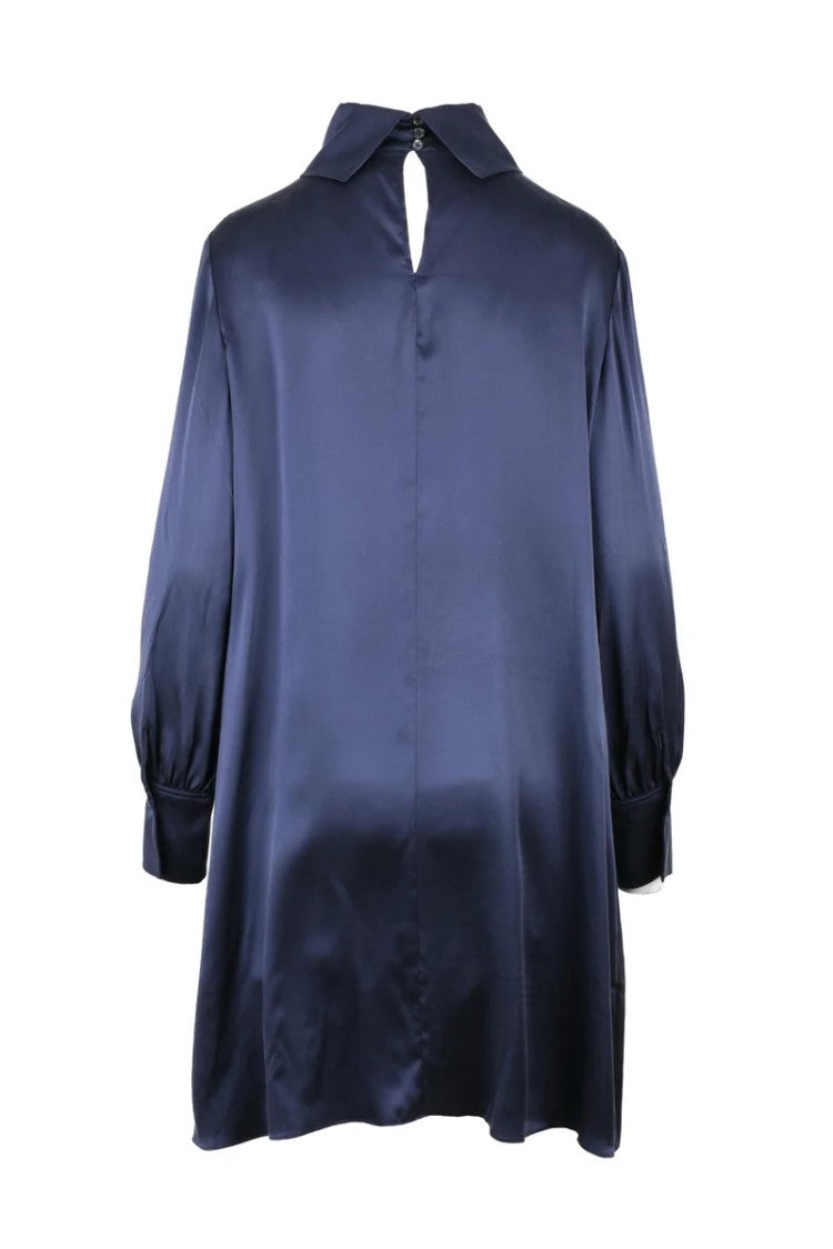Aspesi Satin Shirt Dress - Blue