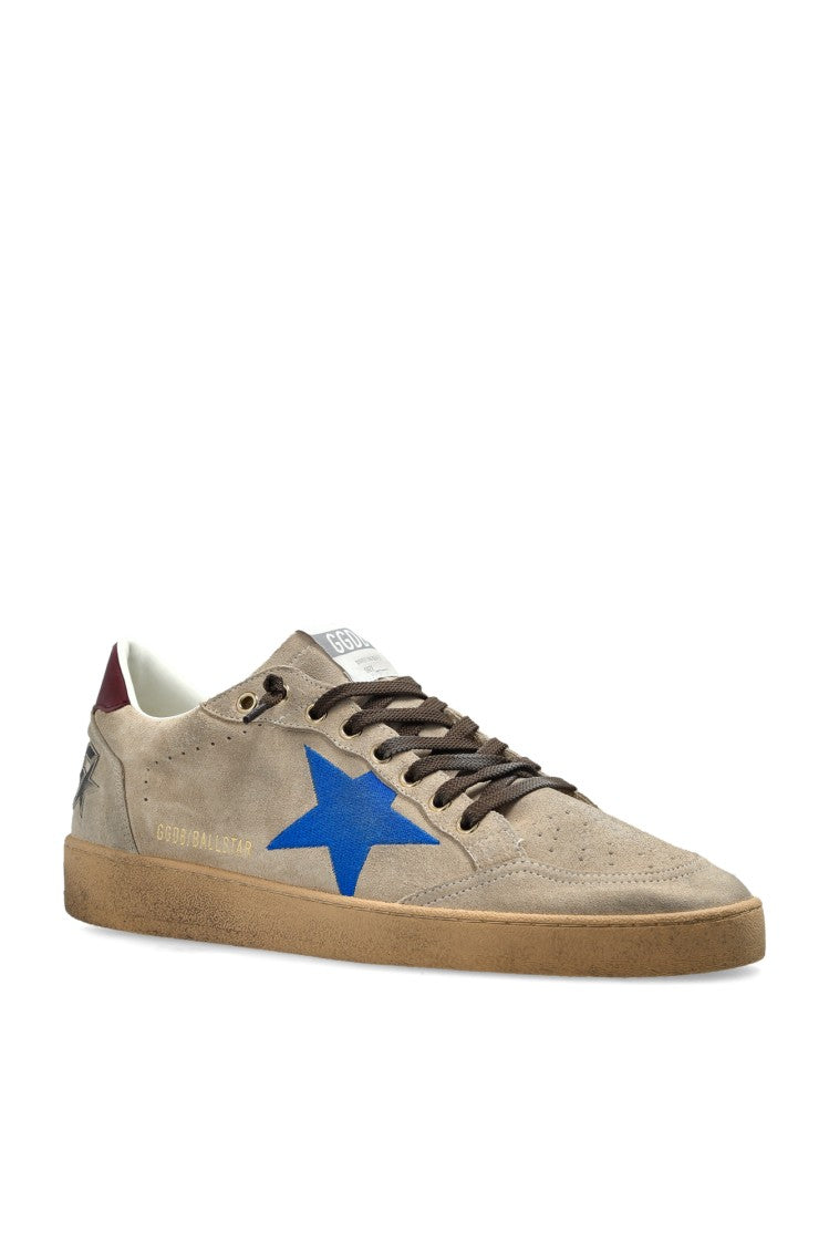 Golden Goose Beige Suede Blue Star Silk Nylon Sneakers