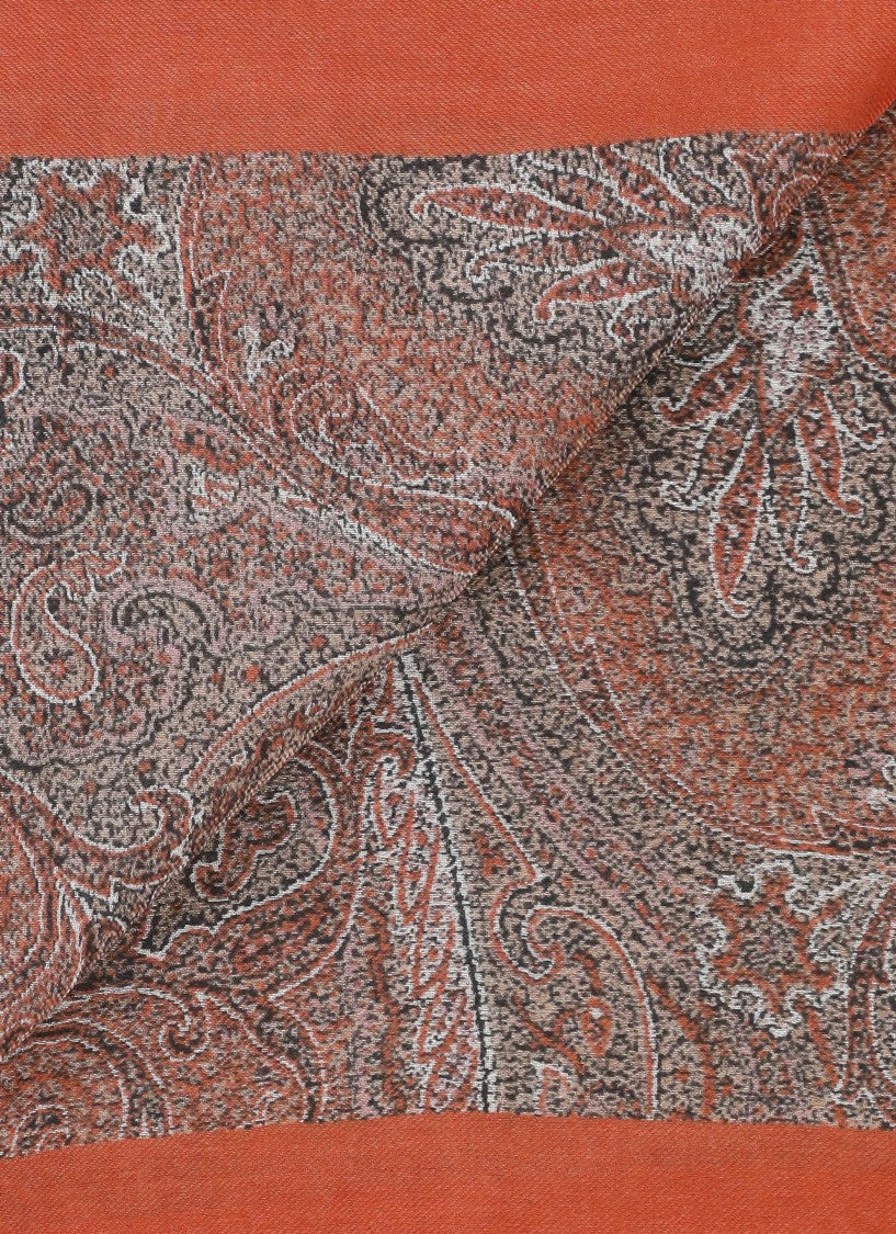 Etro Red Paisley Scarf With Fringed Edges