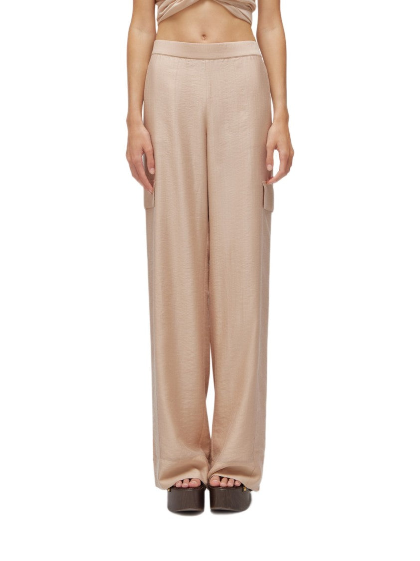 Blugirl Beige Wide-Leg Trousers With Lace Inserts And Flap Pockets