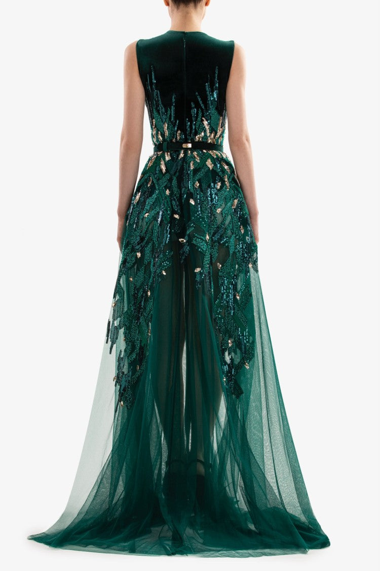 Saiid Kobeisy Velvet Embroidered Dress