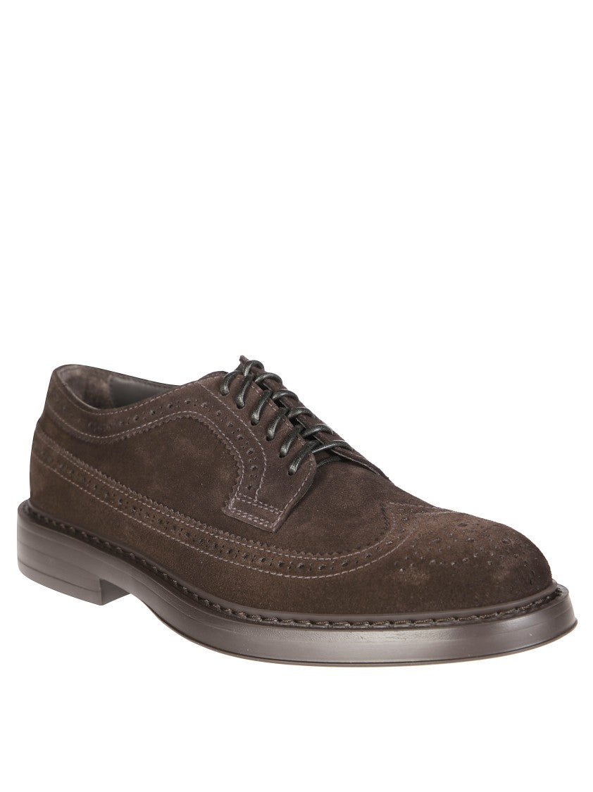 Doucal's Classic Wingtip Derby Shoe In Rich Suede