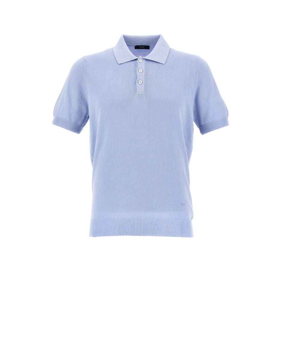 Fay Light Blue Short-Sleeve Polo Shirt