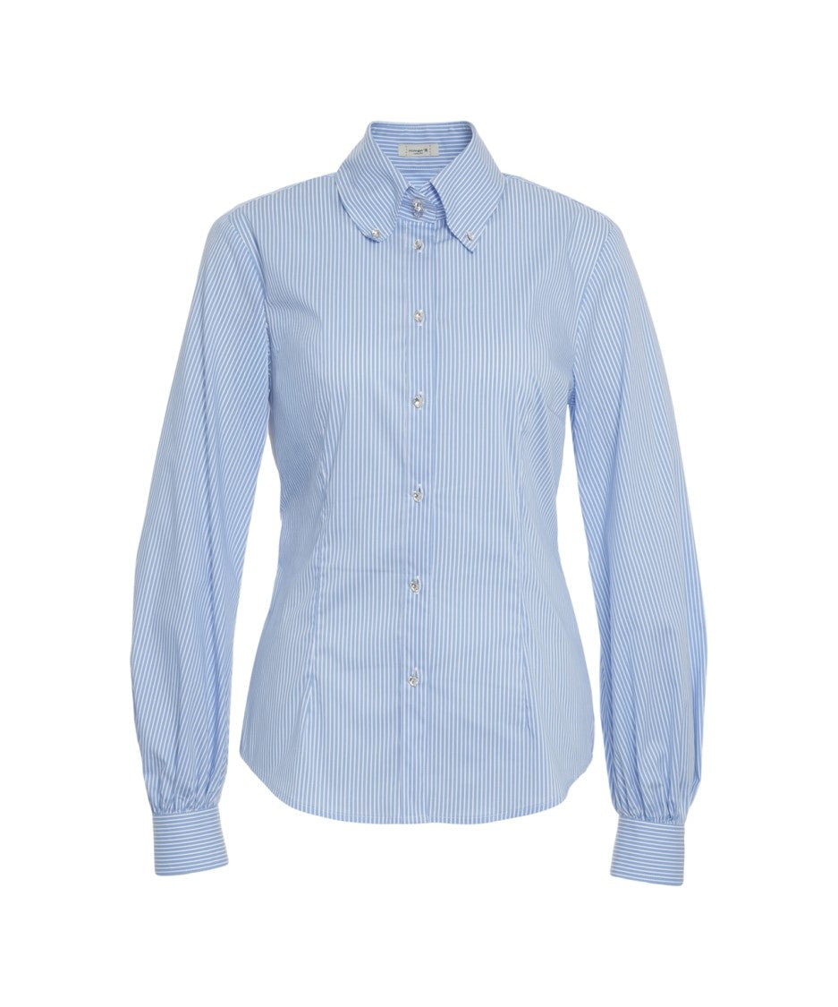 Himon's Fitted Striped Blouse With Collar