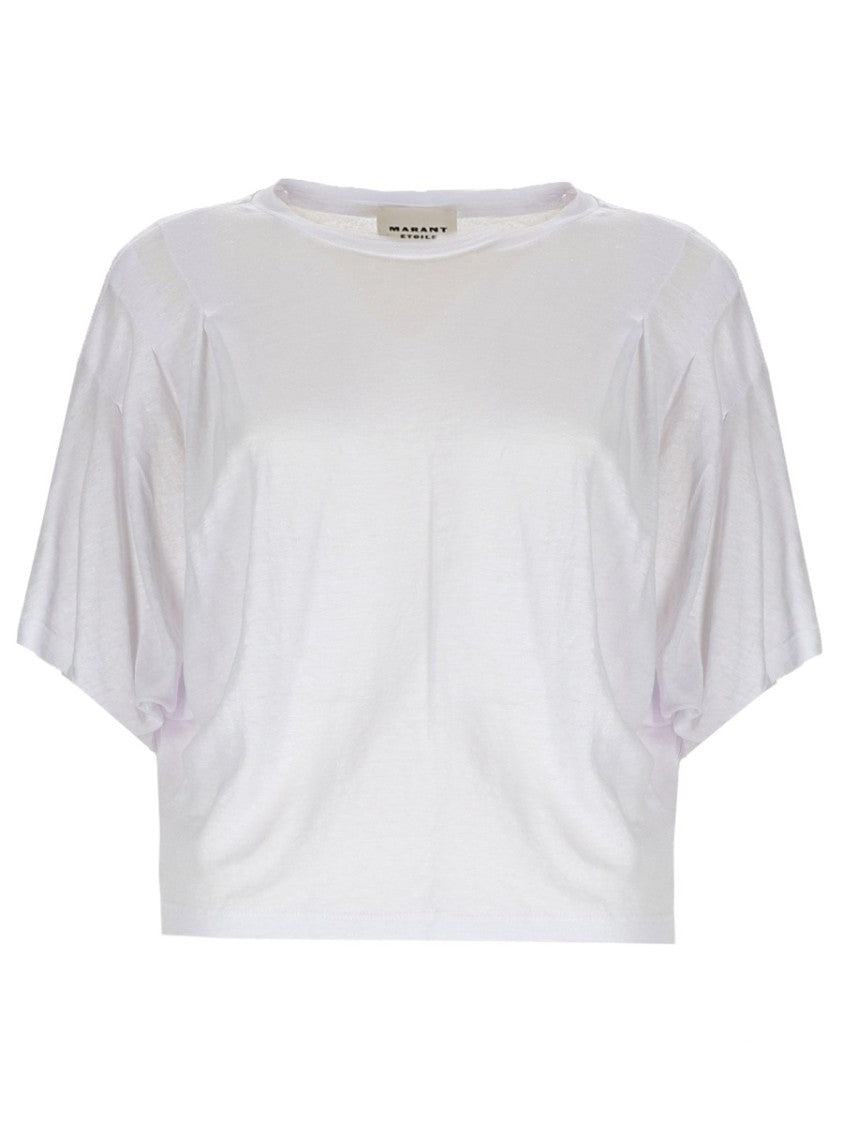 Isabel Marant Étoile Kyanza Cropped Pleated Linen T-Shirt