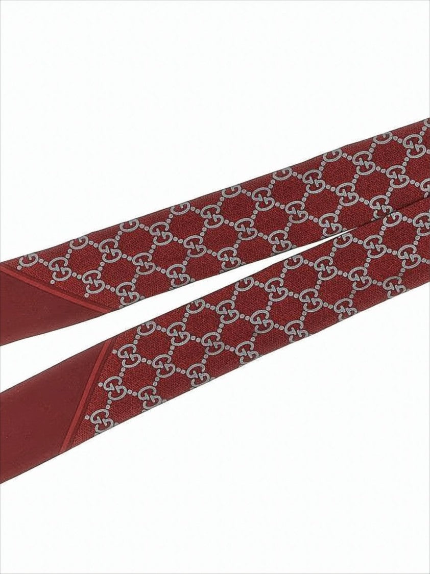 Gucci Silk Scarf With Interlocking Double-G Pattern And Pointed Ends