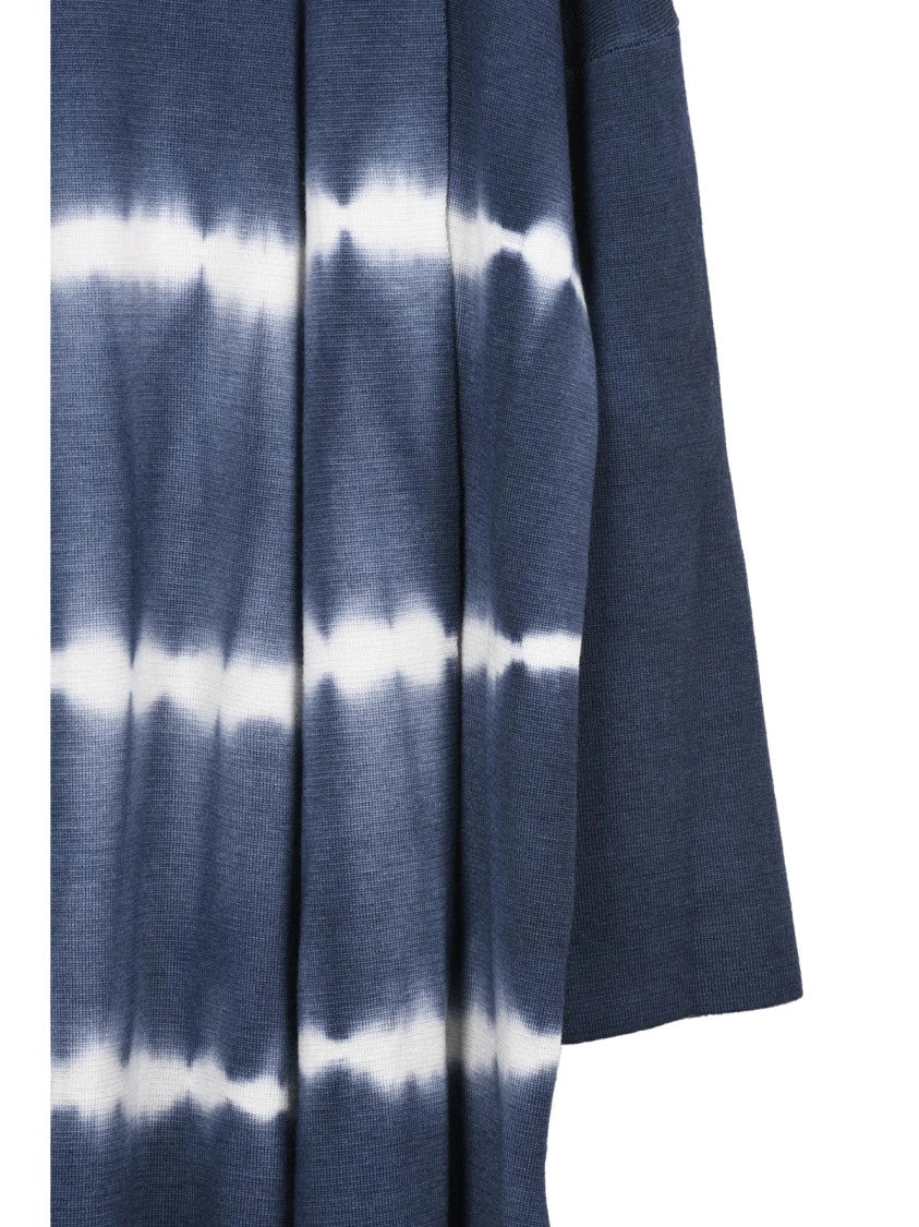Archivio B Blue Tie-Dye Extrafine Merino Wool Open Cardigan