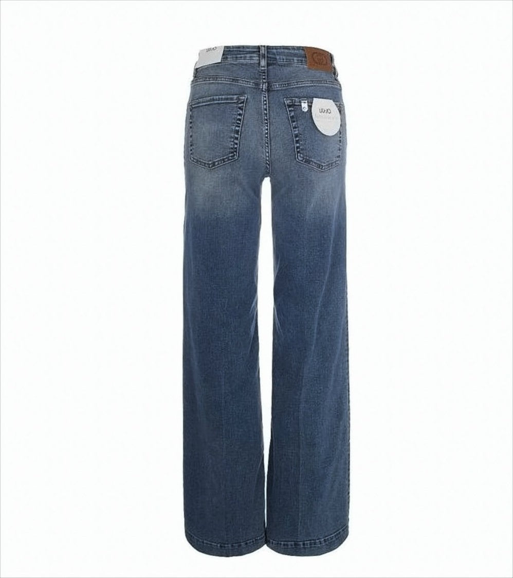 Liu Jo Stretch Denim Flared Jeans With Vintage Wash